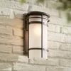 Possini Euro Design Theola Modern Outdoor Wall Light Fixture Bronze LED 12 3/4" Etched Glass Shade For Post Exterior Barn Deck House Porch Yard Patio -Famous Lighting Store GUEST 3aee6a2d 2806 44d2 abb3 60a554b5b711