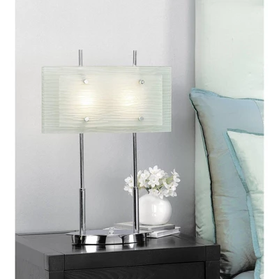 Possini Euro Design Charles Street Modern Desk Lamp 23" High Chrome Satin Nickel Frosted Slump Glass Shade For Bedroom Living Room Bedside Nightstand 7 Possini Euro Design Charles Street Modern Desk Lamp 23" High Chrome Satin Nickel Frosted Slump Glass Shade For Bedroom Living Room Bedside Nightstand - Image 6