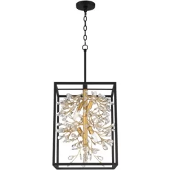 Possini Euro Design Carrine Black Gold Pendant Chandelier 15 1/4" Wide Modern Clear Crystal 4-Light Fixture For Dining Room House Foyer Kitchen Island -Famous Lighting Store GUEST 3d7ccd46 1e49 4ab2 9281 fad285d969f5