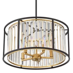 Possini Euro Design Milne Bronze Gold Drum Pendant Chandelier 20" Wide Modern Crystal 5-Light Fixture For Dining Room House Kitchen Island Entryway -Famous Lighting Store GUEST 3fb48131 fb1c 4dfd 8878 cb92c8bc9ff0
