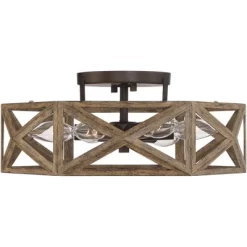 Possini Euro Design Moorcroft Modern Farmhouse Ceiling Light Semi Flush Mount Fixture 14 1/2" Wide Dark Wood Bronze 6-Light Hexagon Frame For Bedroom -Famous Lighting Store GUEST 3fcfecec 6bc4 4202 84b2 34ef0f2bbf99