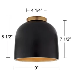 Possini Euro Design Merrick Modern Industrial Ceiling Light Flush Mount Fixture 9" Wide Black Gold For Bedroom Kitchen Living Room Hallway Bathroom -Famous Lighting Store GUEST 408324ca 13a5 45b8 8ebf ff634051194e