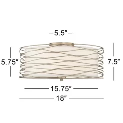 Possini Euro Design Modern Ceiling Light Flush Mount Fixture Antique Silver Leaf 18" Wide Wavy Spun White Drum For Bedroom Kitchen -Famous Lighting Store GUEST 4112a4ed 7d59 4dbe 993c c95c22d4de5b