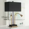 Possini Euro Design Griffin Modern Gooseneck Desk Lamp 31" Tall Gold With USB Charging Port Black Metal Rectangular Shade For Bedroom Living Room Kids -Famous Lighting Store GUEST 42a67d7a 4b17 4e08 9d91 0c00812f1179