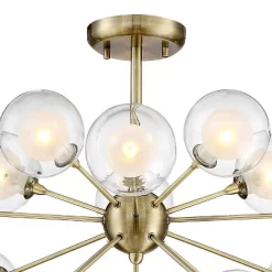 Possini Euro Design Modern Ceiling Light Semi Flush Mount Fixture Sputnik Brass 30 1/2" Wide 15-Light Double Glass Ball Hallway -Famous Lighting Store GUEST 431beddf 6c5b 4cd2 85aa 5ca719f915b6
