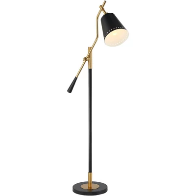 Possini Euro Design Modern Pharmacy Floor Lamp 54" Tall Matte Black Warm Gold Adjustable Metal Shade For Living Room Reading House 10 Possini Euro Design Modern Pharmacy Floor Lamp 54" Tall Matte Black Warm Gold Adjustable Metal Shade For Living Room Reading House - Image 8