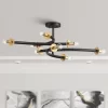 Possini Euro Design Alturus Modern Ceiling Light Semi Flush Mount Fixture 34" Wide Gloss Black Warm Brass 8-Light For Bedroom Living Room Hallway Home -Famous Lighting Store GUEST 438fa409 671e 4e33 b438 157f6ab89f8e