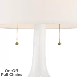 Possini Euro Design Natalia Modern Country Cottage Table Lamp 27" Tall White Ceramic Glaze Textured Floral Drum Shade For Bedroom Living Room Bedside -Famous Lighting Store GUEST 4425efb3 27bb 4080 9db2 e9218ca76a95