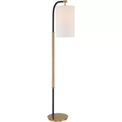 Possini Euro Design Sausalito Mid Century Modern Downbridge Floor Lamp 67" Tall Warm Gold Black Metal Linen Cylinder Shade For Living Room Reading -Famous Lighting Store GUEST 445aba6b dd36 4b8e 8106 e7d50d67ca60