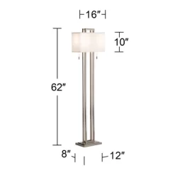 Possini Euro Design Modern Floor Lamp 62" Tall Brushed Nickel Openwork Rectangular Profile Off White Fabric Shade For Living Room Reading -Famous Lighting Store GUEST 45fd5b91 70f4 4d5b 868a c49c168a4fae