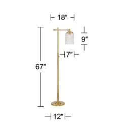 Possini Euro Design Kinsey Modern Downbridge Floor Lamp 67" Tall Warm Brass Metal Stone Pattern Glass Shade For Living Room Reading Bedroom Office -Famous Lighting Store GUEST 461da0e8 8e4f 4dd3 83f5 893c649dceab