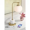 Possini Euro Design Barclay Modern Desk Lamp 23" High Warm Gold With USB Charging Port Frosted Glass Shade For Bedroom Living Room Bedside Office Kids -Famous Lighting Store GUEST 47970eb3 ee34 4692 88c1 57d121c5e911