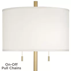 Possini Euro Design Luxe Italian Style Floor Lamp 64" Tall Gold Metal White Linen Drum Shade For Living Room Reading House Bedroom Office -Famous Lighting Store GUEST 481e65f3 a4db 45d0 8694 f480533d99c5