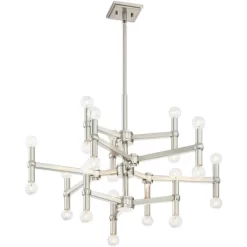 Possini Euro Design Marya Brushed Nickel Chandelier 32" Wide Modern 24-Light Fixture For Dining Room House Foyer Kitchen Island Entryway Bedroom Home -Famous Lighting Store GUEST 497b4b11 8bdc 43c8 a18f eb069cc0f9b7