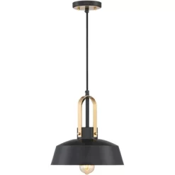 Possini Euro Design Black Warm Brass Mini Pendant Lighting Fixture 12" Wide Farmhouse Rustic For Dining Room House Home Kitchen Island High Ceilings -Famous Lighting Store GUEST 4b01dbe6 676e 44ed 8ddb b125d2ba5e30