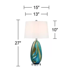 Possini Euro Design Pablo 27" Tall Modern Table Lamp Table Top Dimmer Blue Art Glass Single Living Room Bedroom Bedside Nightstand House White Shade -Famous Lighting Store GUEST 4c54a92f ee62 4a25 a32a 08d4dffda8e2