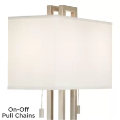 Possini Euro Design Modern Table Lamps 30" Tall Set Of 2 Brushed Nickel Open Rectangular White Box Shade For Living Room Family Bedroom -Famous Lighting Store GUEST 4d07846b a735 4e60 a7c4 101398a17025
