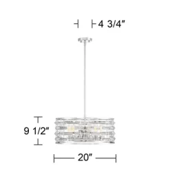 Possini Euro Design Smart Polished Nickel Chandelier 20" Wide Modern Drum Clear Crystal 6-Light Fixture For Dining Room House Foyer Kitchen Island -Famous Lighting Store GUEST 4db469a4 ddae 43f0 984f b6ae1b3c867e