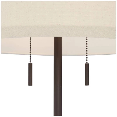 Possini Euro Design Nayla Modern Floor Lamp 62 1/2" Tall Bronze Metal Off White Fabric Tapered Drum Shade For Living Room Bedroom Office House Home 4 Possini Euro Design Nayla Modern Floor Lamp 62 1/2" Tall Bronze Metal Off White Fabric Tapered Drum Shade For Living Room Bedroom Office House Home - Image 2