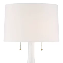 Possini Euro Design Natalia Modern Country Cottage Table Lamp 27" Tall White Ceramic Glaze Textured Floral Drum Shade For Bedroom Living Room Bedside -Famous Lighting Store GUEST 4e73a4e4 cbc0 4bc7 9993 499993b8970e