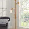Possini Euro Design Modern Torchiere Floor Lamp With Side Lights 71" Tall Warm Gold Frosted Glass Shade For Living Room House