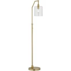 Possini Euro Design Kipling Modern 62 1/2" Tall Downbridge Arc Floor Lamp Warm Gold Metal Clear Glass Shade For Living Room Reading House -Famous Lighting Store GUEST 52dbd3a2 6537 44d4 abc1 e679cd209df7