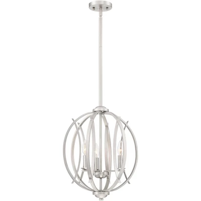 Possini Euro Design Spherical Brushed Nickel Pendant Chandelier 16" Wide Modern Orb 3-Light Fixture For Dining Room House Foyer Kitchen Island Bedroom 7 Possini Euro Design Spherical Brushed Nickel Pendant Chandelier 16" Wide Modern Orb 3-Light Fixture For Dining Room House Foyer Kitchen Island Bedroom - Image 5