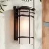 Possini Euro Design Theola Modern Outdoor Wall Light Fixture Bronze LED 16 1/4" Etched Glass Shade For Post Exterior Barn Deck House Porch Yard Patio