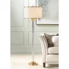 Possini Euro Design Cadence Modern Floor Lamp Standing 62" Tall Crystal Glass Column Satin Brass Linen Drum Shade For Living Room Bedroom Office House -Famous Lighting Store GUEST 578e2404 93cf 4a33 ba7e 4a6bf7f98e2e