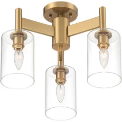 Possini Euro Design Lantico Modern Ceiling Light Semi Flush Mount Fixture 17" Wide Gold 3-Light Clear Glass For Bedroom Kitchen Living Room Hallway -Famous Lighting Store GUEST 588bdcb7 6e47 47c6 abca ad84875dee6a