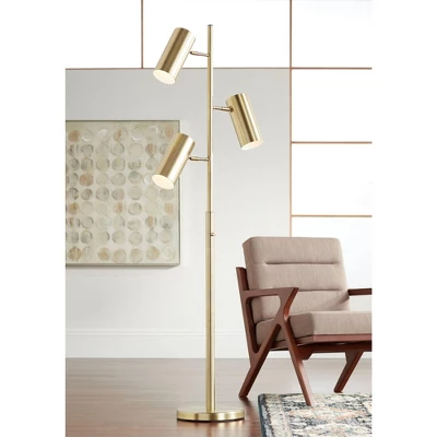 Possini Euro Design Canasta Trac Modern Tree Floor Lamp 67" Tall Satin Brass 3-Light Adjustable Metal Shade For Living Room Reading Bedroom Office 3 Possini Euro Design Canasta Trac Modern Tree Floor Lamp 67" Tall Satin Brass 3-Light Adjustable Metal Shade For Living Room Reading Bedroom Office