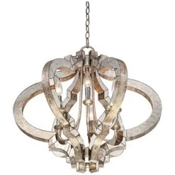 Possini Euro Design Ornament Aged Silver Gold Bronze Chandelier 23 1/4" Wide Industrial 6-Light Fixture For Dining Room Foyer Kitchen Island Entryway -Famous Lighting Store GUEST 5a33b096 84dc 4a34 b28a 9f0d599b115f