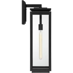Possini Euro Design Atkins Modern Outdoor Wall Light Fixture Matte Black 24" Clear Glass For Post Exterior Barn Deck House Porch Yard Patio Outside -Famous Lighting Store GUEST 5d1c2632 a686 4d55 b005 f1b81e0d2ae4