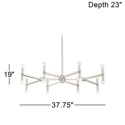 Possini Euro Design Marya Brushed Nickel Chandelier 37 3/4" Wide Modern 16-Light Fixture For Dining Room House Foyer Kitchen Island Entryway Bedroom 8 Possini Euro Design Marya Brushed Nickel Chandelier 37 3/4" Wide Modern 16-Light Fixture For Dining Room House Foyer Kitchen Island Entryway Bedroom - Image 6
