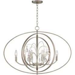 Possini Euro Design Tiller Champagne Satin Silver Pendant Chandelier 31 1/2" Wide Modern Open Orb Frame 8-Light Fixture For Dining Room Kitchen Island -Famous Lighting Store GUEST 5fc9c22e fbab 49ad a61a 13b0fe082c0a