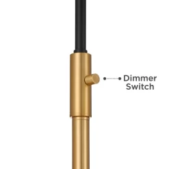 Possini Euro Design Tarrah Mid Century Modern 63" Tall Chairside Arc Floor Lamp Gold Black Metal Clear Glass Shade For Living Room House -Famous Lighting Store GUEST 5fdd3f6a 2906 4028 af93 13a02082d8a8