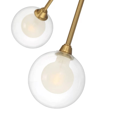 Possini Euro Design Spheres Modern Ceiling Light Flush Mount Fixture 28" Wide Warm Brass 9-Light LED Clear Globe Glass For Bedroom Kitchen Living Room 4 Possini Euro Design Spheres Modern Ceiling Light Flush Mount Fixture 28" Wide Warm Brass 9-Light LED Clear Globe Glass For Bedroom Kitchen Living Room - Image 2