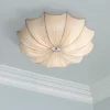 Possini Euro Design Planetarium Modern Ceiling Light Flush Mount Fixture 21" Wide Chrome 3-Light Ivory Fabric Scalloped Bowl For Bedroom Living Room -Famous Lighting Store GUEST 60d842de a792 4451 a3d7 772985d15f94