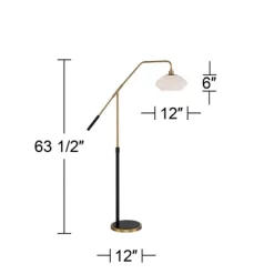 Possini Euro Design Modern Arc Floor Lamp 63 1/2" Tall Warm Gold Black Metal Milky White Glass Shade For Living Room Reading House -Famous Lighting Store GUEST 610ec690 6837 4c3a ade3 deb02a4aff6a