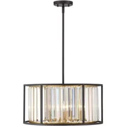 Possini Euro Design Milne Bronze Gold Drum Pendant Chandelier 20" Wide Modern Crystal 5-Light Fixture For Dining Room House Kitchen Island Entryway -Famous Lighting Store GUEST 615573ff 29f6 410c 93d3 bbb1882c3899