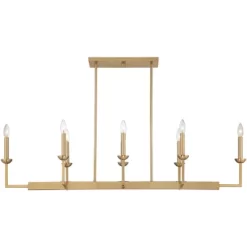 Possini Euro Design Kime Gold Linear Pendant Chandelier 50" Wide Modern 8-Light Fixture For Dining Room House Foyer Kitchen Island Entryway Bedroom -Famous Lighting Store GUEST 61862a12 e57f 476c 89da 87c9323f8cc9