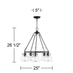 Possini Euro Design Bellis Bronze Wagon Wheel Pendant Chandelier 25" Wide Modern Clear Glass 5-Light Fixture For Dining Room House Kitchen Island Home -Famous Lighting Store GUEST 618dbfc5 4583 4867 8ae1 6096256d5a37