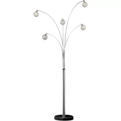 Possini Euro Design Allegra Mid Century Modern Arc Floor Lamp 88" Tall Chrome 5 Light Crystal Ball Shades For Living Room Reading Bedroom Office House -Famous Lighting Store GUEST 63282c8e b2f9 4e49 b64b 4d57da22b159