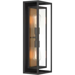 Possini Euro Design Metropolis Mid Century Modern Outdoor Wall Light Fixture Black Gold 22" Clear Glass For Post Exterior Barn Deck House Porch Yard -Famous Lighting Store GUEST 63d079f9 4ace 462d 993e b57ff4c3ea8c