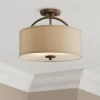 Possini Euro Design Halsted Modern Ceiling Light Semi Flush Mount Fixture 15" Wide Brushed Bronze 2-Light Oatmeal Linen Drum For Bedroom Living Room -Famous Lighting Store GUEST 6454e7ad 5938 4949 a7e4 bbcc0f84bfdd