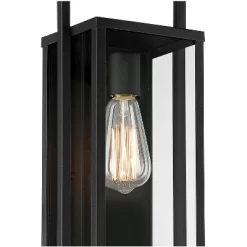 Possini Euro Design Jericho Modern Outdoor Wall Light Fixture Textured Black Metal 19" Clear Glass Panel For Post Exterior Barn Deck House Porch Yard -Famous Lighting Store GUEST 64d0becb 19c3 4d60 97f9 482169ccd33c