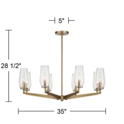 Possini Euro Design Byzantium Warm Gold Chandelier 35" Wide Modern Clear Glass Shade 8-Light Fixture For Dining Room Foyer Kitchen Island Entryway -Famous Lighting Store GUEST 65cabdc8 f91a 4857 be23 e928d8428fc5