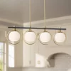 Possini Euro Design Carlyn Brass Black Linear Island Pendant Chandelier 33" Wide Modern White Glass Shade 4-Light LED Fixture For Dining Room Kitchen -Famous Lighting Store GUEST 67996f07 3201 4c0c aa1f 0bd668c7cf70