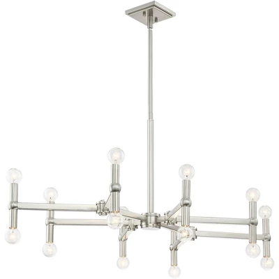 Possini Euro Design Marya Brushed Nickel Chandelier 37 3/4" Wide Modern 16-Light Fixture For Dining Room House Foyer Kitchen Island Entryway Bedroom 7 Possini Euro Design Marya Brushed Nickel Chandelier 37 3/4" Wide Modern 16-Light Fixture For Dining Room House Foyer Kitchen Island Entryway Bedroom - Image 5