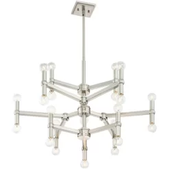 Possini Euro Design Marya Brushed Nickel Chandelier 32" Wide Modern 24-Light Fixture For Dining Room House Foyer Kitchen Island Entryway Bedroom Home -Famous Lighting Store GUEST 6a556942 8834 40c7 9218 afc183c3d9bd